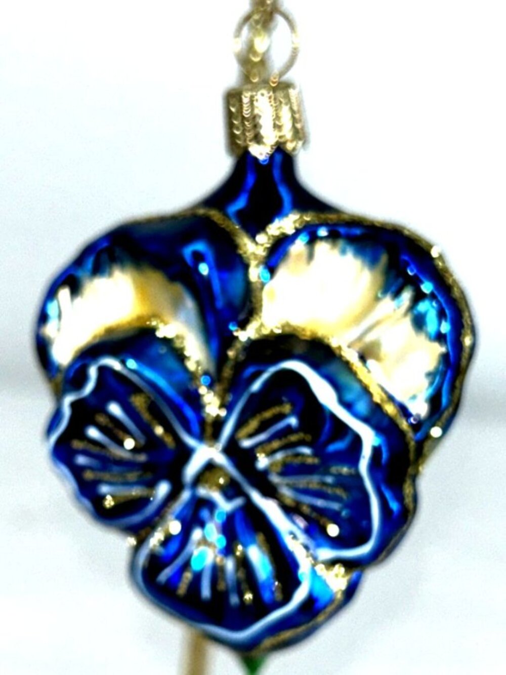 Hawaiian Plumeria Christmas Ornament Hand Painted Glass w Box Flowers Aloha 2.5"